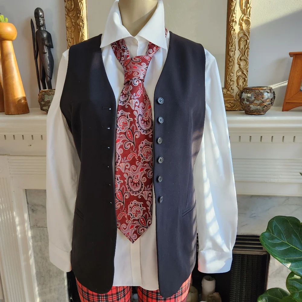 Massimo Ferre Red Paisley Tie Silk Silver Black Academia Old Money Heritage